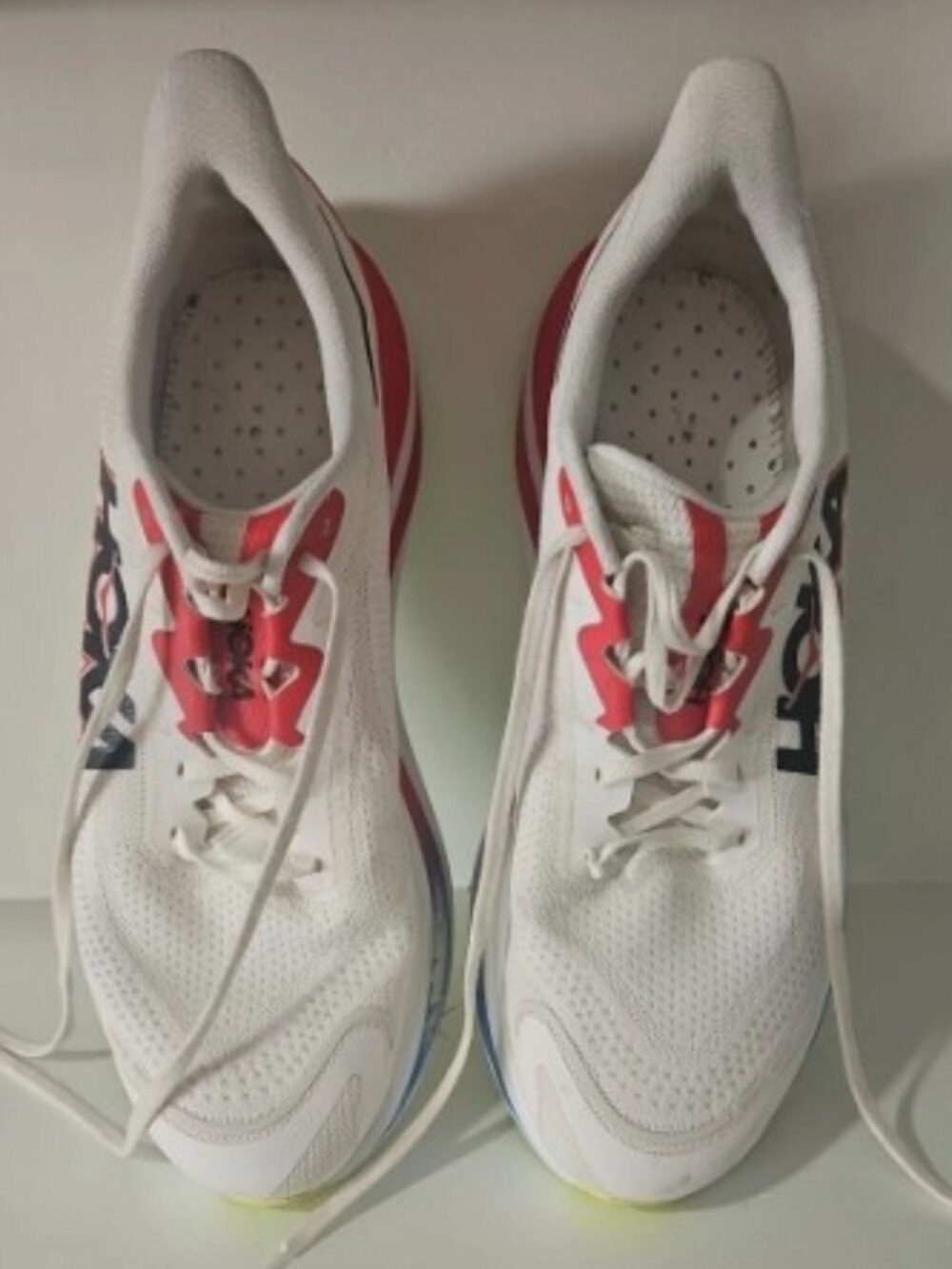 Hoka One One Skyward X Mens 12.5 Blanc De Blanc Virtual Blue Running Sneakers